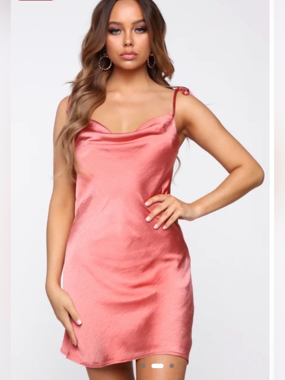 Fashion Nova Coral Satin Cowl Mini Dress